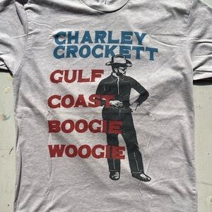 Men's Charley Crockett T-Shirt Gray Spell-Out Photo S Country Texas Outlaw Gulf